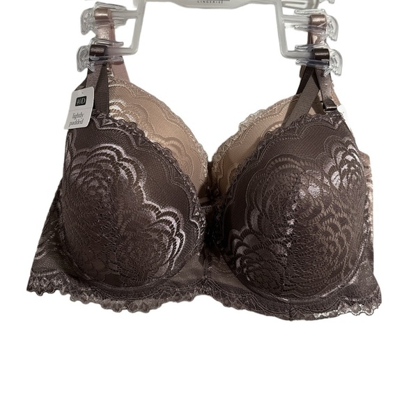 Rene Rofe bras 2 pack Brand New beige nude &‎ taupe brown 40D lightly padded - Picture 1 of 5